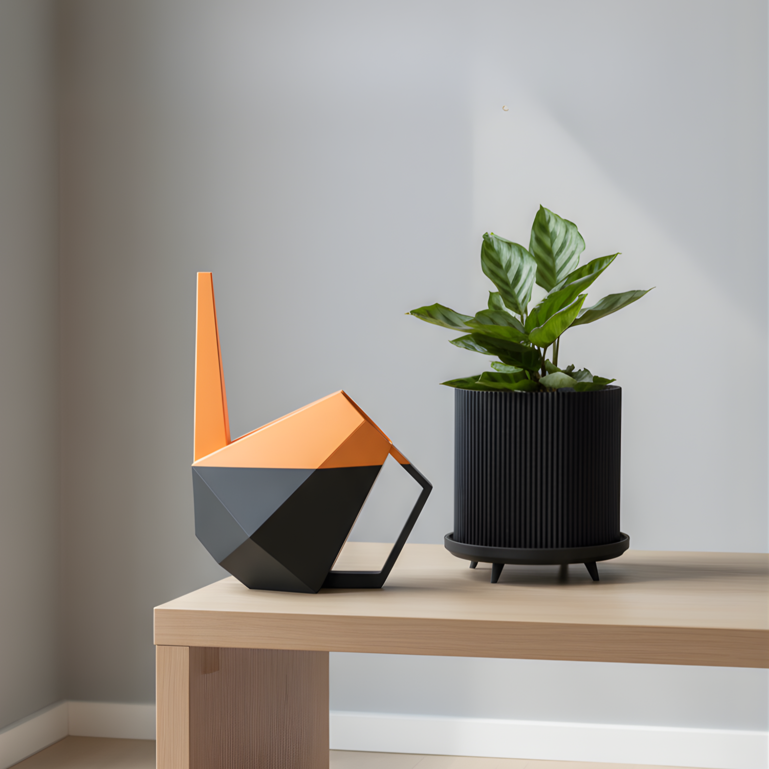 Designer Gießkanne "Poly" | schwarz orange MeltingMatter