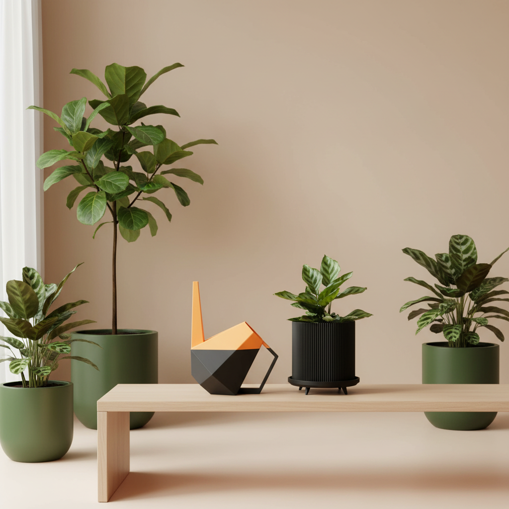 Designer Gießkanne "Poly" | schwarz orange MeltingMatter