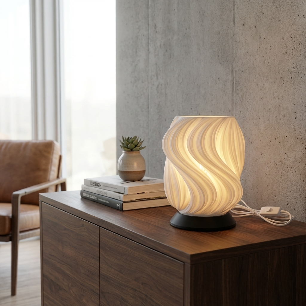 Aurea Tischleuchte – elegante Designlampe mit schwungvollem Schirm MeltingMatter
